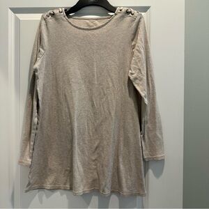 J. Jill Cream Pima Cotton Long Sleeve Tunic Size Medium Petite